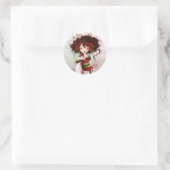 Sticker Rond Geisha coquelicot (Sac)