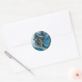 Sticker Rond Geisha en bleu (Enveloppe)