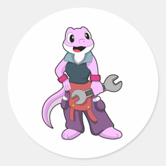 Sticker Rond Geko comme Mécanique avec clé (Devant)