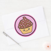 Sticker Rond Gel au chocolat Kawaii Cupcake (Enveloppe)