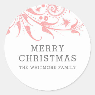 Sticker Rond Gel rose Joyeux Noël