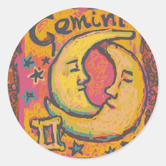 Sticker Rond Gemini, Produits d'Astrologie Personnalisables (Devant)