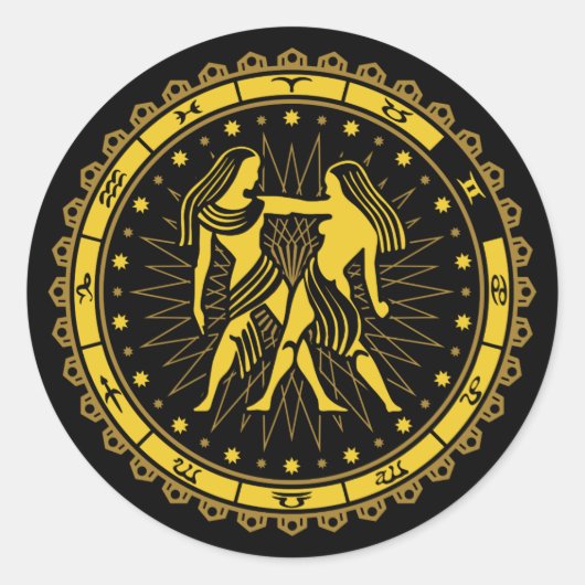 Sticker Rond Gemini - Symbole Zodiaque - Symbole - Horoscope (Devant)