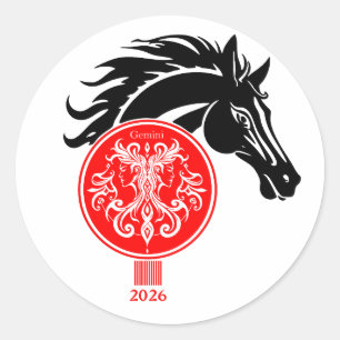Sticker Rond Gemini x Année du Cheval 2026