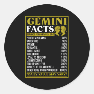 Sticker Rond Gemini Zodiac Faits Zodiac Faits Gemini