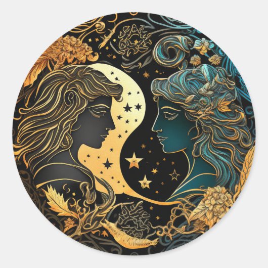 Sticker Rond Gemini Zodiac Graphic (Devant)