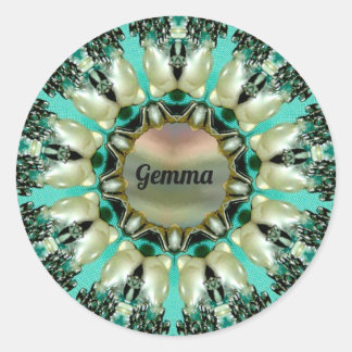 Sticker Rond GEMMA ~ Motif Abstrait lumineux ~ Personnalisé ~