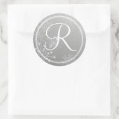 Sticker Rond Gemmes à neige Argent/Monogramme (Sac)