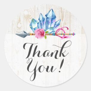Sticker Rond Gemmes de cristal bohème rustique et Merci de flèc