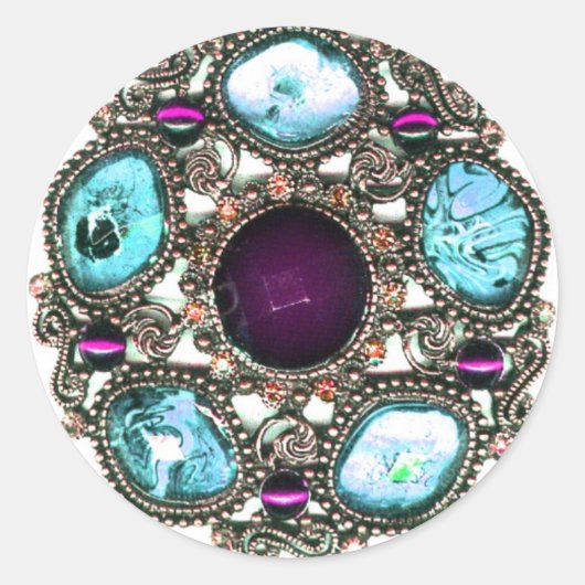 Sticker Rond "Gemmes et bijoux" (Devant)