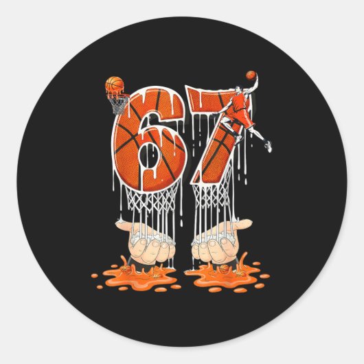 Sticker Rond Gen Alpha Slang Kids 67 Basketball Ice Cream Drip  (Devant)