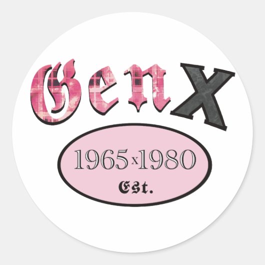 Sticker Rond Gen X 1965-1980 (Devant)