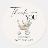 Sticker Rond Gender Neutral Boho Baby Stroller Baby Shower (Devant)