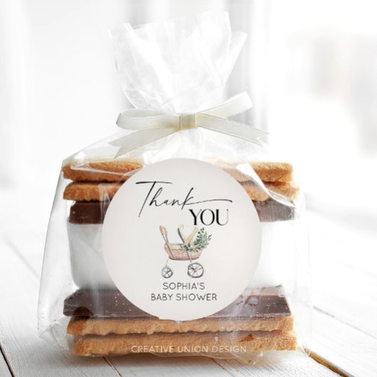 Sticker Rond Gender Neutral Boho Baby Stroller Baby Shower