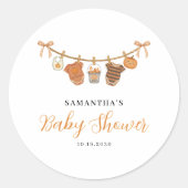 Sticker Rond Gender Neutral Clothesline Halloween Baby Shower  (Devant)