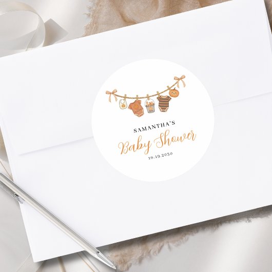 Sticker Rond Gender Neutral Clothesline Halloween Baby Shower 