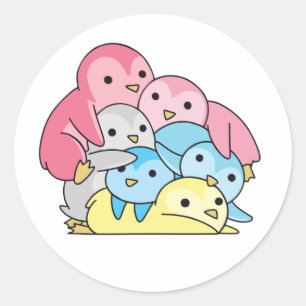 Sticker Rond Genderflux Flag Pride Lgbtq Cute Penguin Classic R