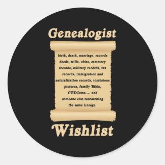 Sticker Rond Généalogiste Liste de souhaits Arbre généalogie Fa