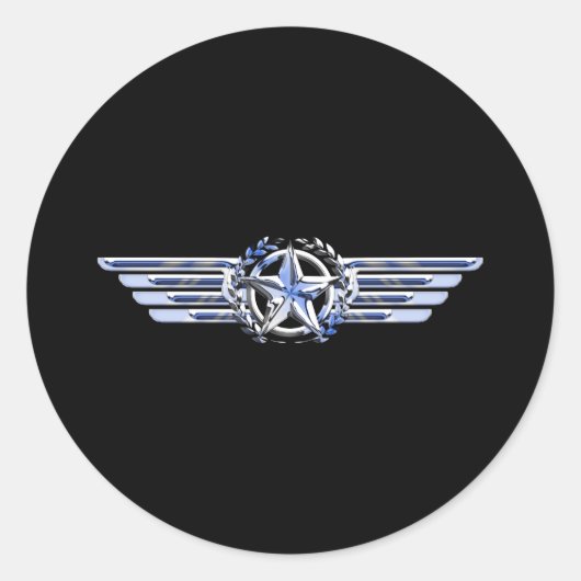 Sticker Rond Général Air Pilot Chrome Comme Star Wings Black (Devant)
