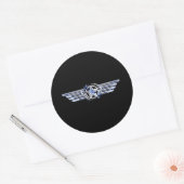 Sticker Rond Général Air Pilot Chrome Comme Star Wings Black (Enveloppe)