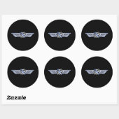 Sticker Rond Général Air Pilot Chrome Comme Star Wings Black (Feuille)