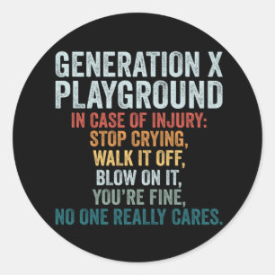 Sticker Rond Génération amusante X Playground Vintage Retro