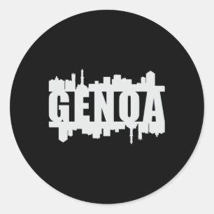 Sticker Rond Gênes Italie City Skyline Cityscape Funny Cadeau