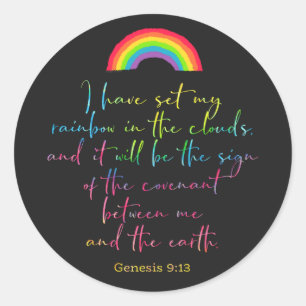 Sticker Rond Genèse arc-en-ciel de Dieu 9 Bible chrétienne Vers
