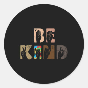 Sticker Rond Genre Asl Signe Main Interprète Langue Des Signes 