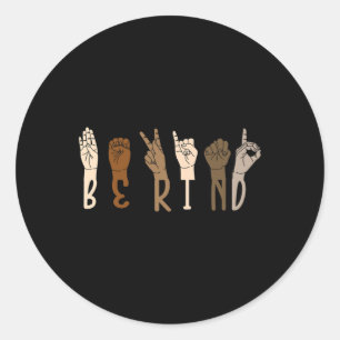 Sticker Rond Genre Langue des signes Main Melanin Interprète As