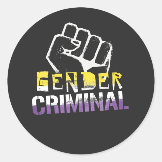 Sticker Rond Genre non binaire Criminel (Devant)
