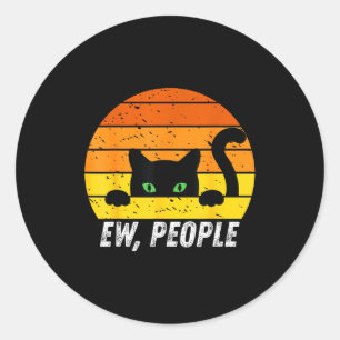 Sticker Rond Gens dégoûtants Chat Rétro Drôle Introverti Vintag