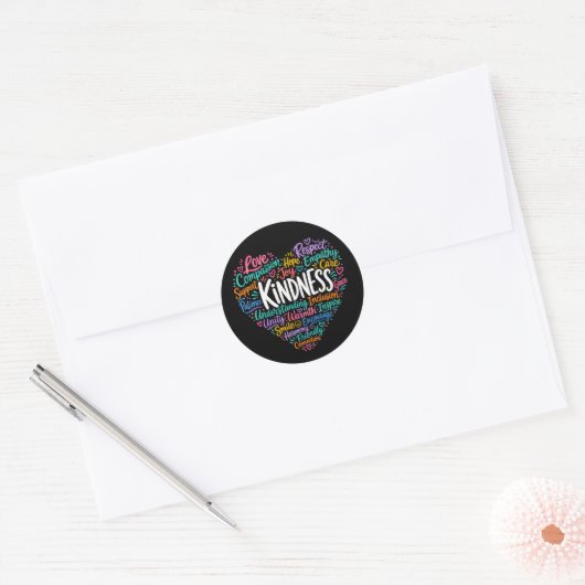 Sticker Rond Gentillesse compassion empathie et respect (Enveloppe)