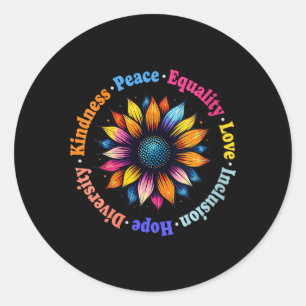 Sticker Rond Gentillesse des femmes Paix Égalité Amour Espoir D