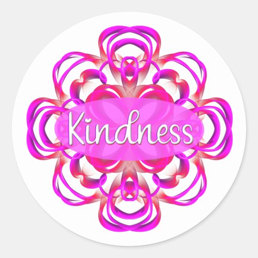 Sticker Rond Gentillesse en rose (Devant)