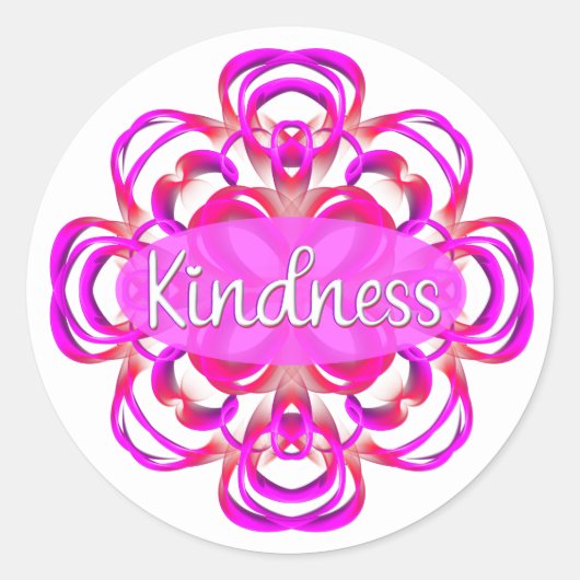 Sticker Rond Gentillesse en rose (Devant)