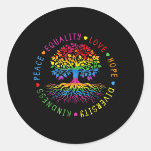 Sticker Rond Gentillesse Paix Égalité Amour Espoir Diversité Hu