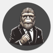 Sticker Rond Gentleman Sasquatch - Funny Bigfoot (Devant)
