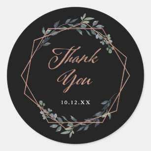 Sticker Rond Geo Black vert   MERCI MARIAGE ROSE