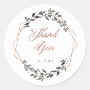 Sticker Rond Geo vert   MERCI MARIAGE ROSE
