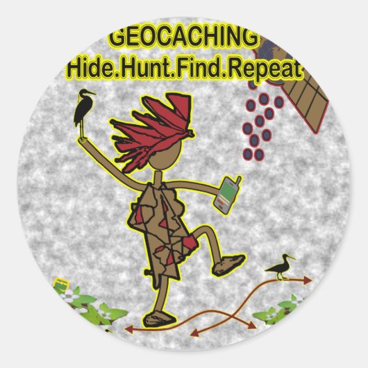 Sticker Rond Géocachage Masquer Chasse Trouver (Devant)
