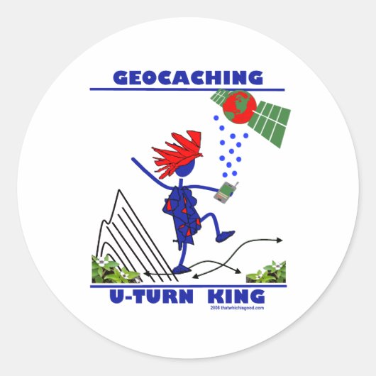 Sticker Rond Geocaching U Turn King (Devant)