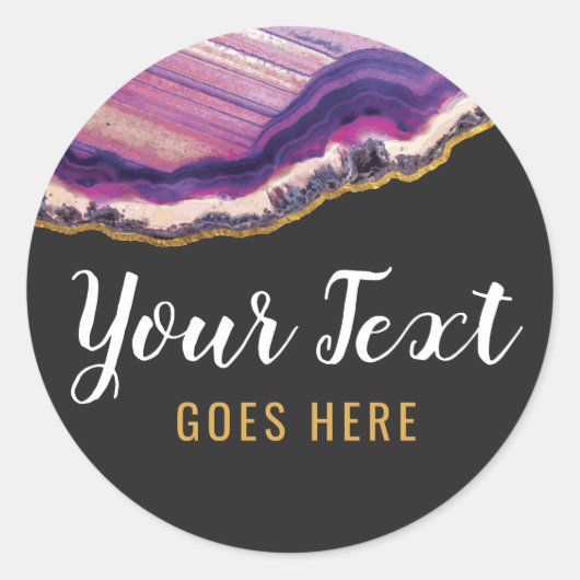 Sticker Rond Géode Agate Slice Gemstone Ultra Violet violet (Devant)