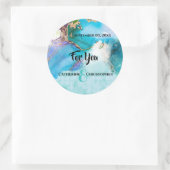 Sticker Rond Géode aquarelle agate mariage faveur "Pour vous" (Sac)