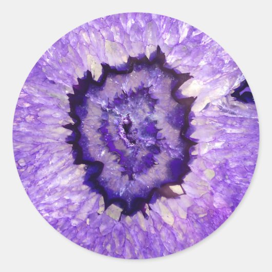 Sticker Rond Géode d'agate violet tombé (Devant)