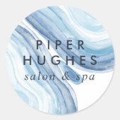 Sticker Rond Géode de vague bleue (Devant)