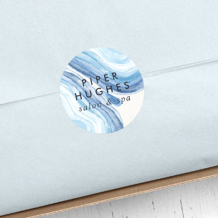 Sticker Rond Géode de vague bleue