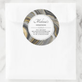 Sticker Rond Géode Géode Géode Or & Gris Moderne Entreprise (Sac)