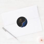 Sticker Rond Géode moderne Blue Black Gold Agate (Enveloppe)
