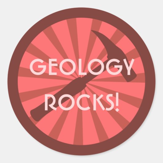 Sticker Rond géologie rocks! Insigne marteau (Devant)